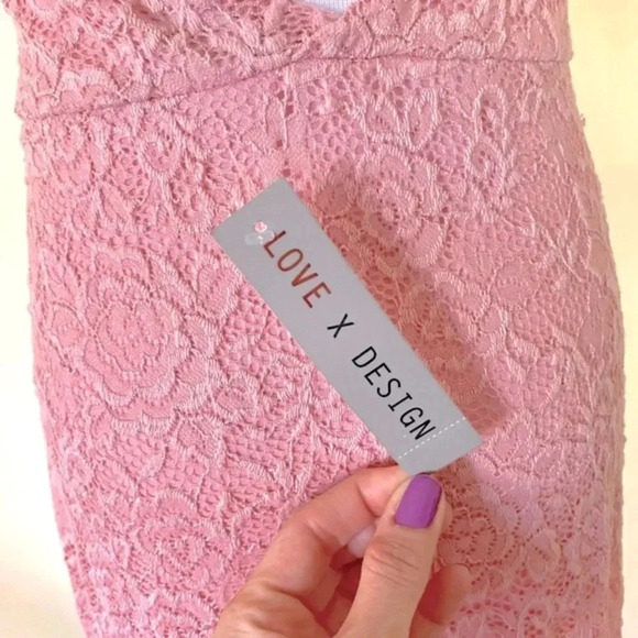 Love X Design Pink Vesta Stretch Lace Maxi Dress Size Medium - Picture 7 of 11